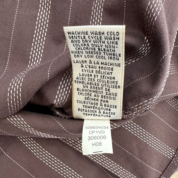 VTG Old Navy pin stripe fitted dress  shirt brown collared long sleeves SZ L EUC - Picture 8 of 8